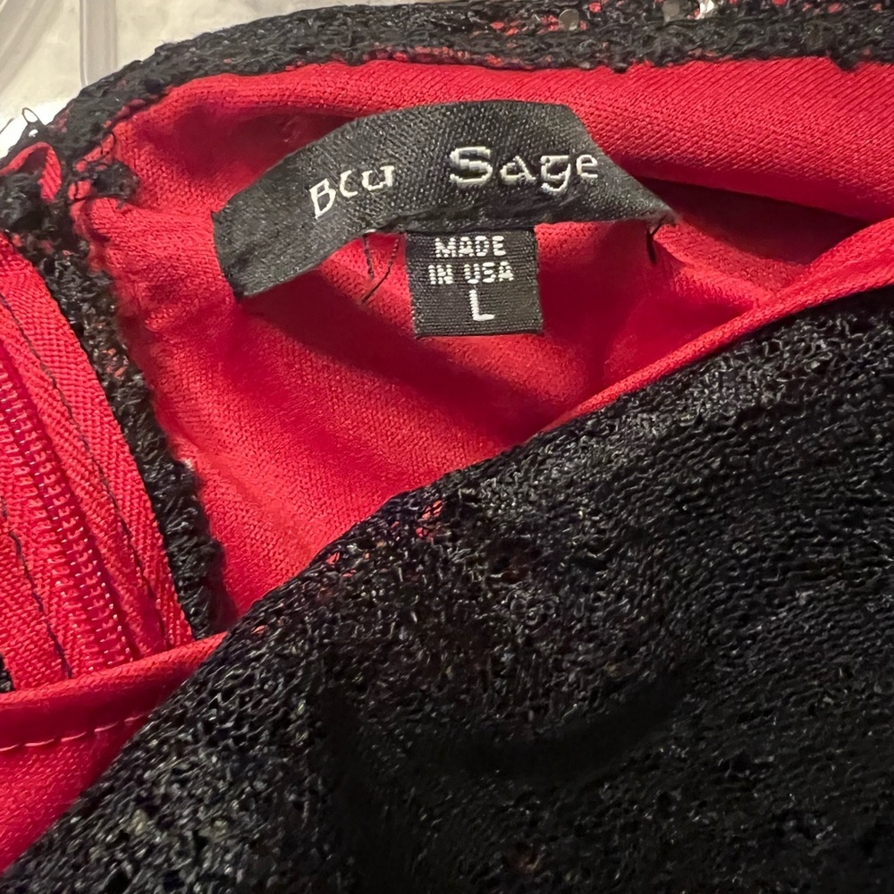 Sage Black and Red Lace Blouse - Picture 3 of 3